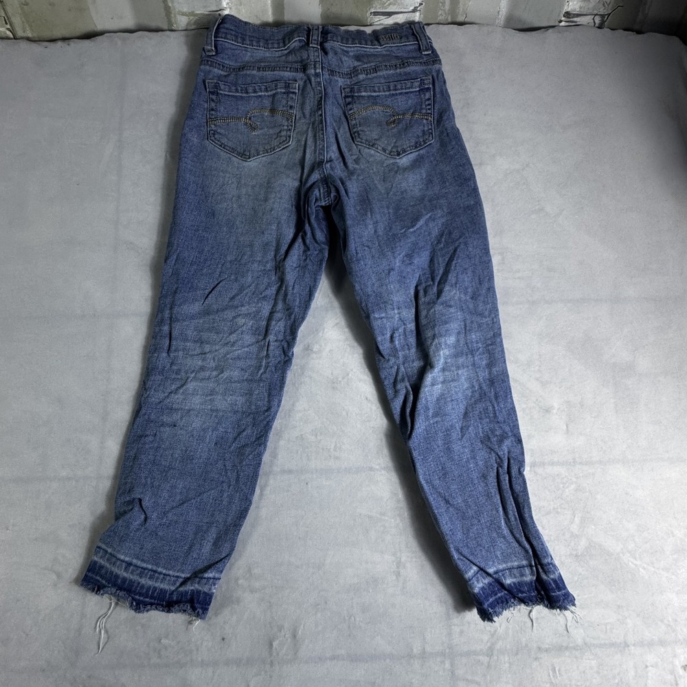 Justice Straight Jeans Girls 12 Blue Denim Stretch Frayed Hem Distressed Grunge